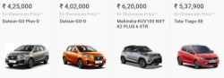 Cars with a price range of ₹ 4,02,000 to ₹ 6,20,000